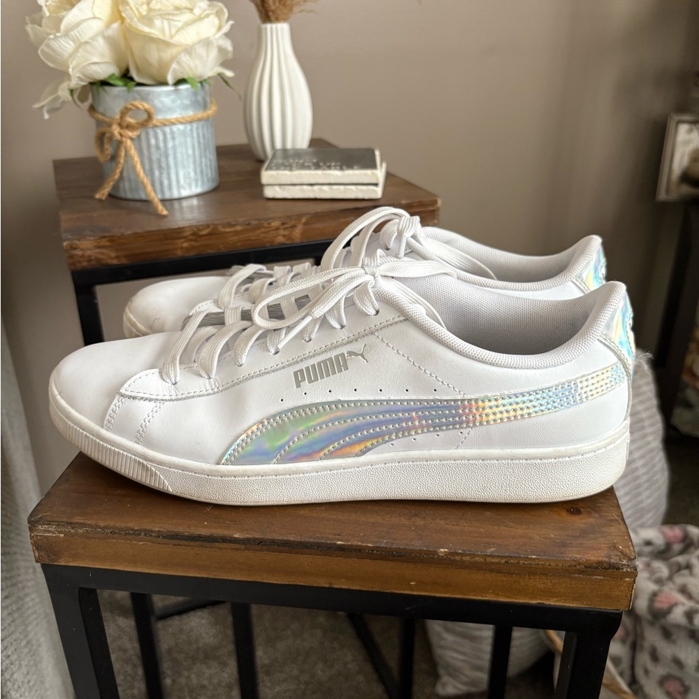 Puma White Silver Sneakers Iridescent Detail